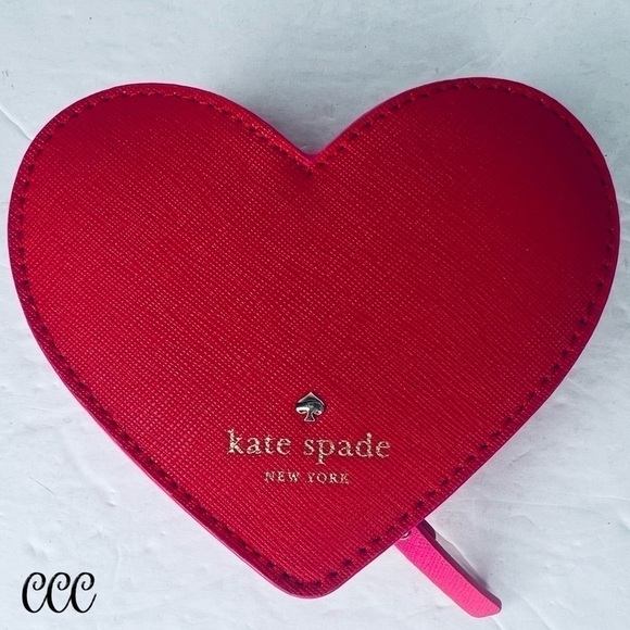 Kate Spade Heart of Gold Red Pink Coin Bag - Picture 11 of 16